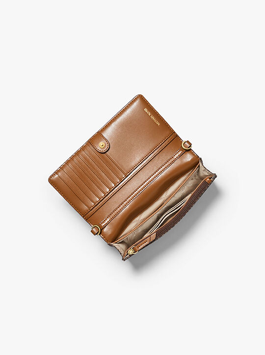 michael kors حقيبة كروس جيت سيت منسوجة صغيرة مطبوعة للهواتف الذكية