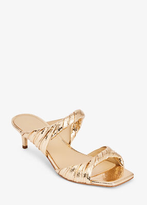 michael kors صندل كيانا من الجلد المنقوش بنقشة جلد الثعبان المعدني