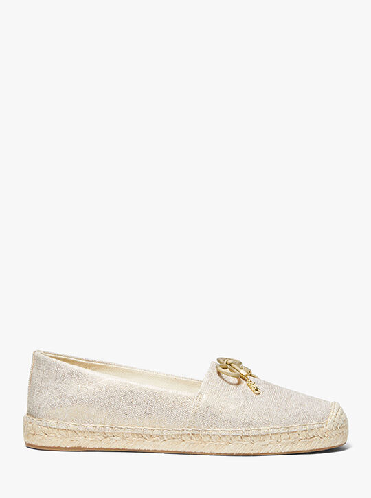 michael kors nori metallic linen slip on espadrille