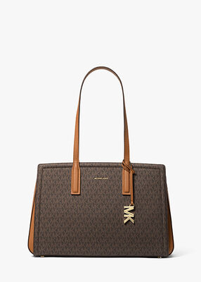 michael kors laila medium signature logo tote bag