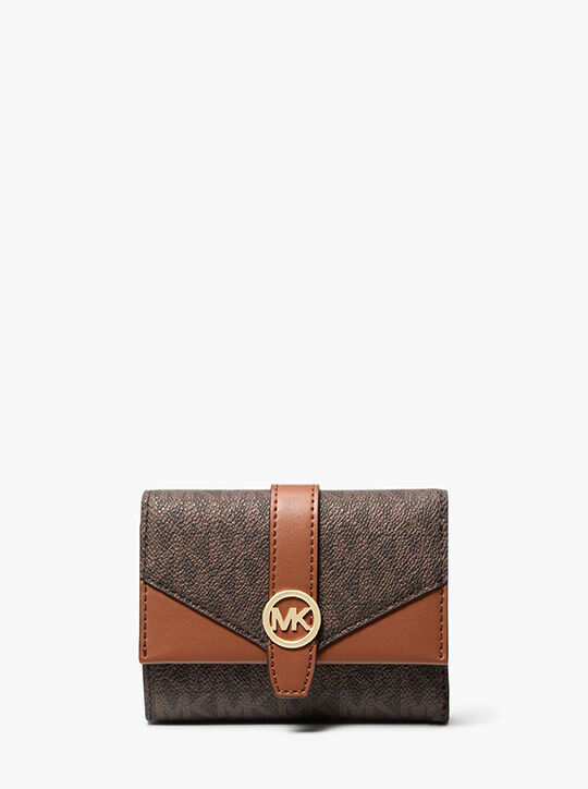 michael kors greenwich medium signature logo trifold wallet