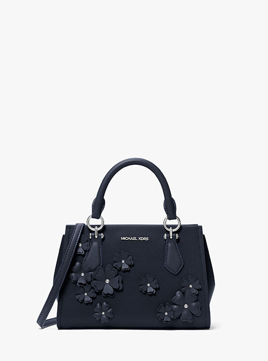 Marilyn Small Floral Embellished Satchel, NAVY | Michael Kors KWT