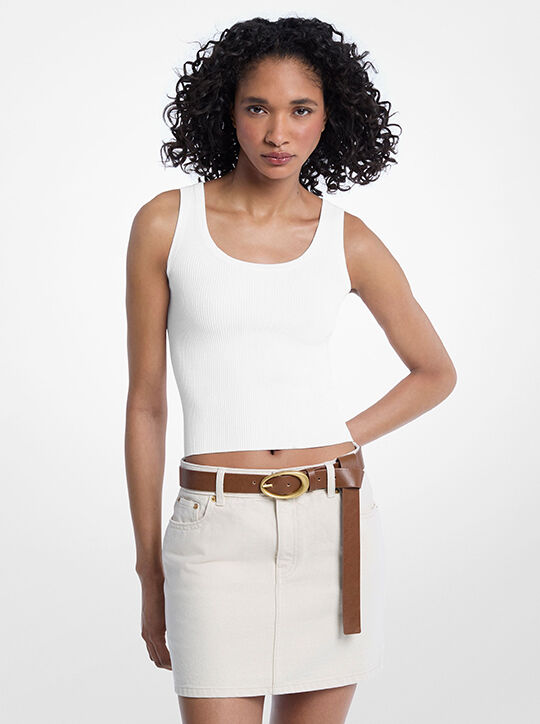 Viscose Blend Knit Cropped Tank Top michael kors viscose blend knit cropped tank top
