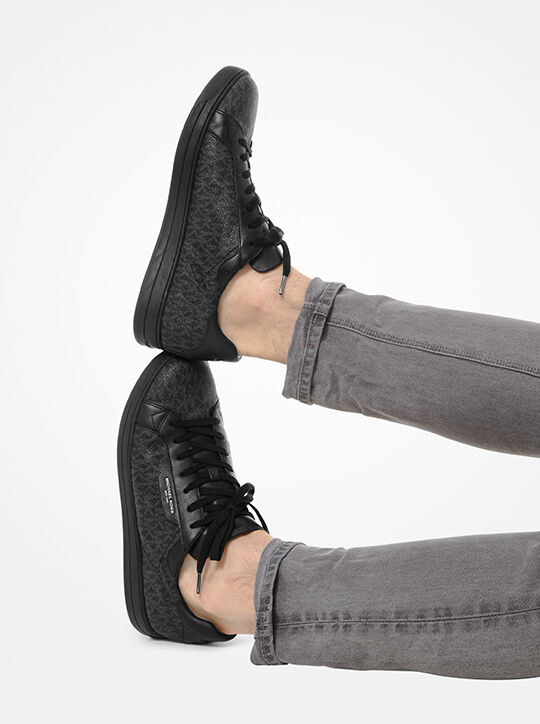 Keating Logo and Leather Sneaker michael kors keating logo and leather sneaker