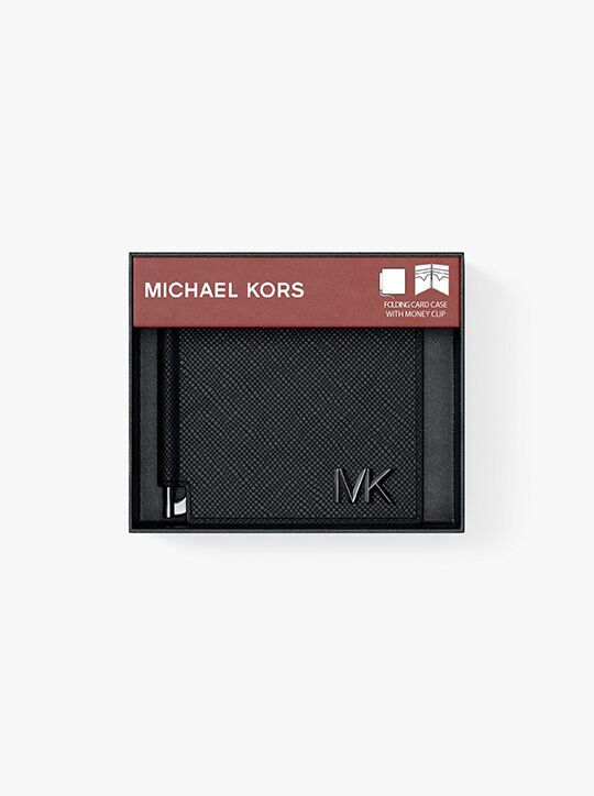 michael kors edison scratch resistant leather card case with money clip