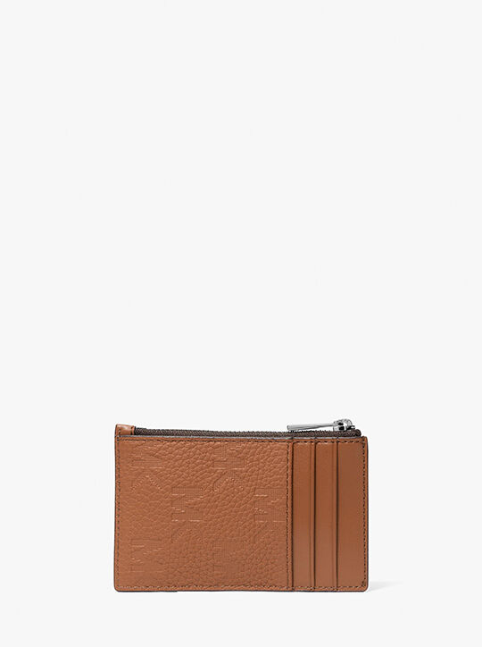 michael kors hudson logo embossed leather card case