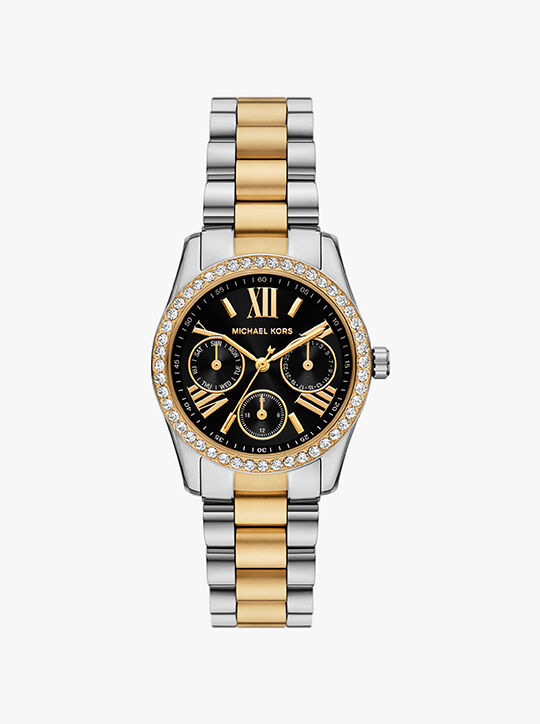 michael kors mini lexington pav  two tone watch