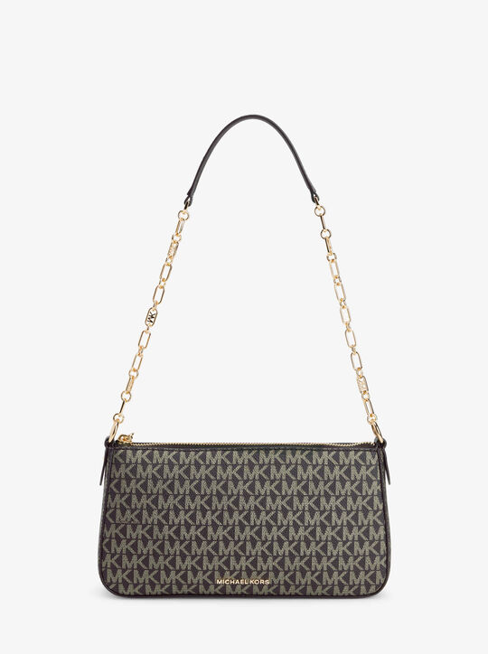 Empire Medium Metallic Signature Logo Chain-Link Pochette michael kors empire medium metallic signature logo chain link pochette
