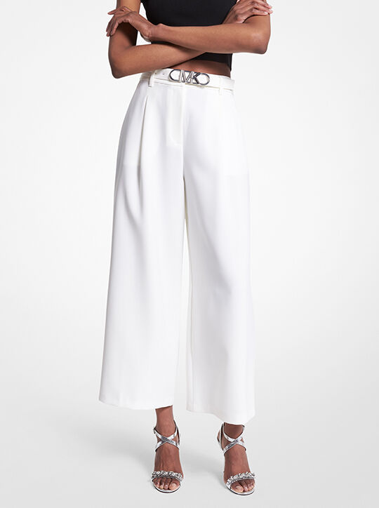 Cropped Stretch Twill Belted Pants michael kors cropped stretch twill belted pants