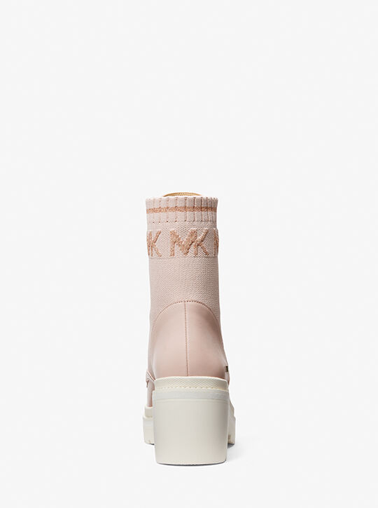 Brea Stretch-Knit and Leather Combat Boot michael kors brea stretch knit and leather combat boot