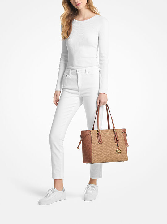 Voyager Medium Color-Block Logo Tote Bag michael kors voyager medium color block logo tote bag