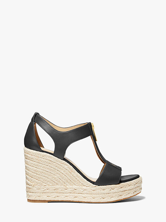 michael kors صندل بيركلي بكعب عريض من الجلد