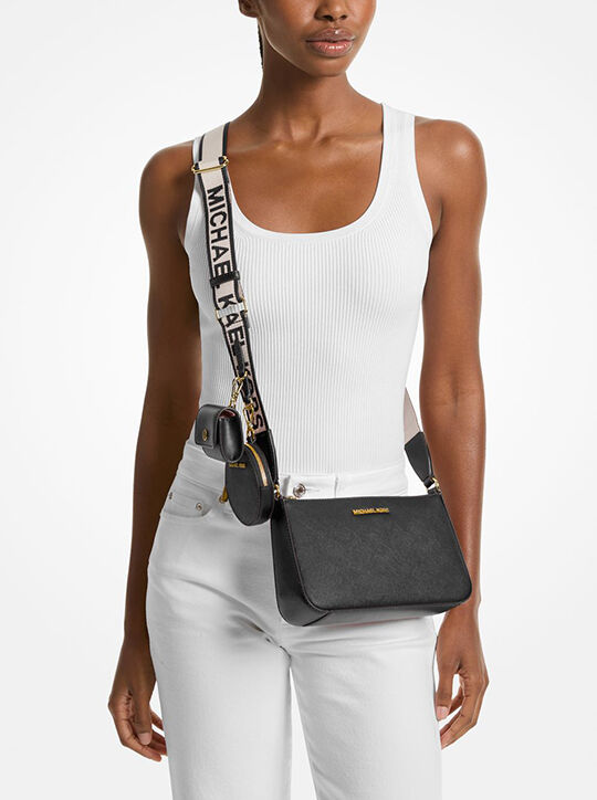 michael kors jet set saffiano leather crossbody bag with case for apple airpods pro