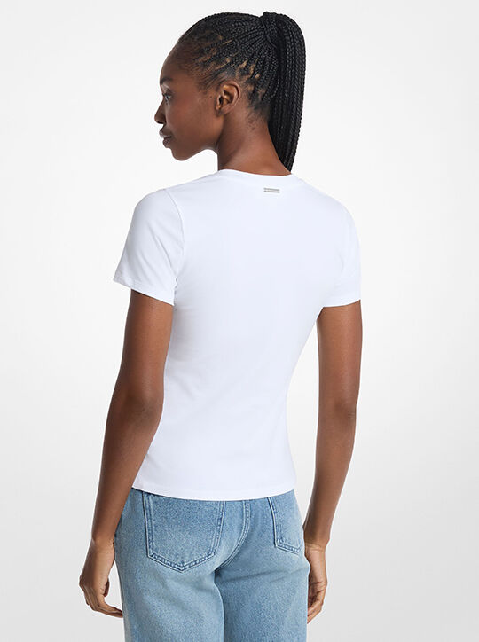 michael kors embellished logo stretch cotton jersey t shirt
