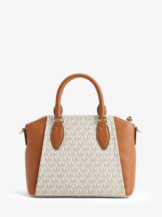 michael kors sienna medium logo and leather messenger bag