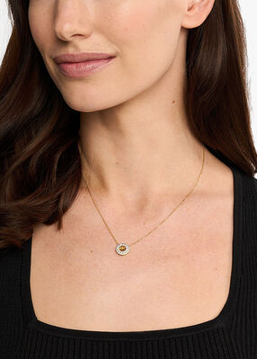 michael kors rhodium plated sterling silver pav  logo pendant necklace