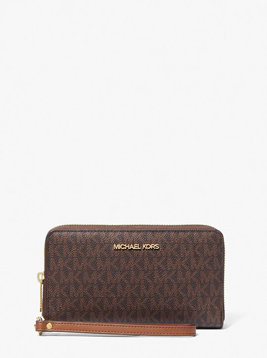 michael kors jet set signature logo smartphone wristlet