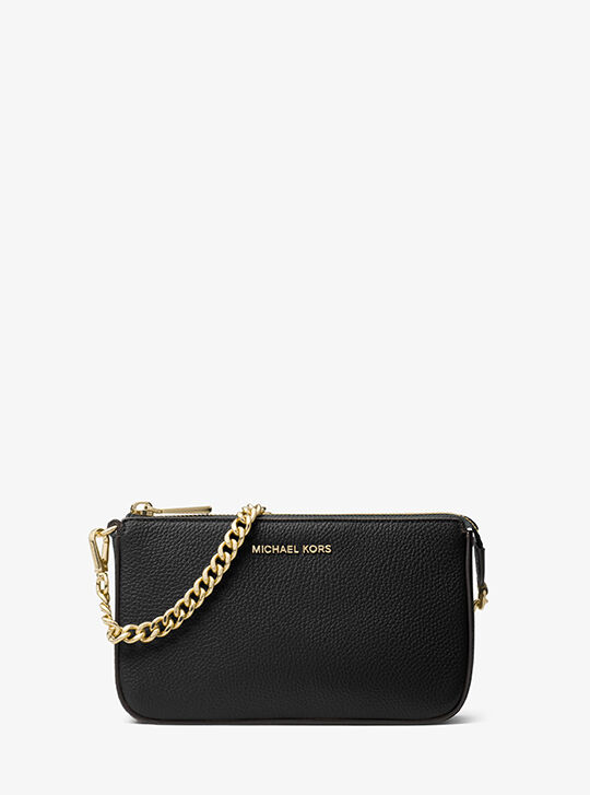 Leather Chain Wallet, BLACK | Michael Kors KWT