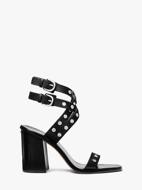 michael kors irene studded leather block heel sandal
