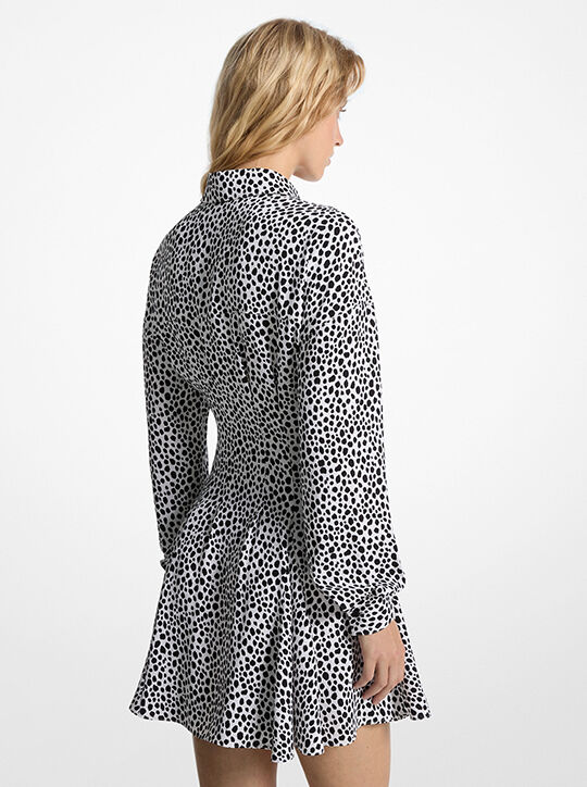 michael kors cheetah print crepe pleated shirtdress