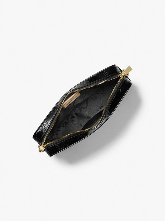 Jet Set Large Logo Embossed Patent Crossbody Bag michael kors jet set large logo embossed patent crossbody bag