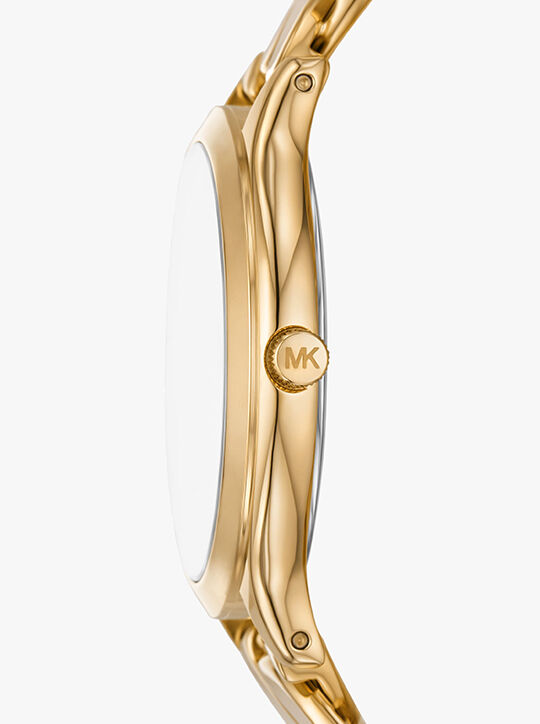 Slim Runway Gold-Tone Curb-Link Watch michael kors slim runway gold tone curb link watch