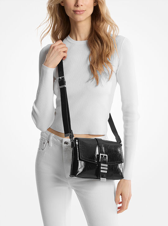 michael kors darrington mini crackled leather crossbody bag