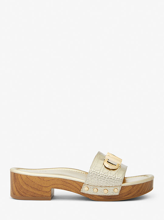 Parker Metallic Crocodile Embossed Leather Platform Sandal michael kors parker metallic crocodile embossed leather platform sandal