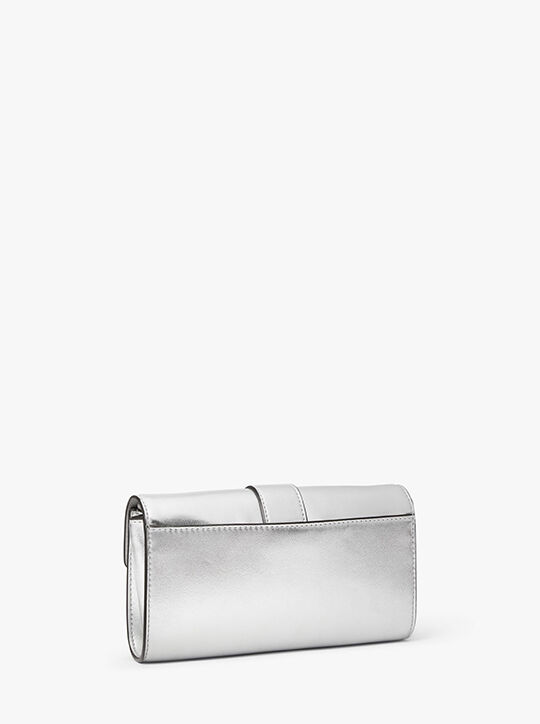 Penelope Medium Metallic Faux Leather Clutch michael kors penelope medium metallic faux leather clutch