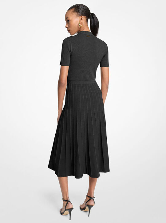 michael kors ribbed stretch knit polo midi dress