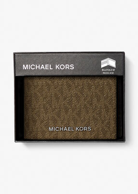 michael kors harrison logo billfold wallet with passcase