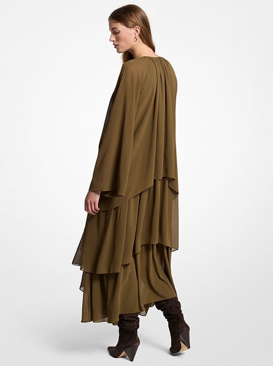 Ruffled Georgette High-Low Maxi Dress michael kors ruffled georgette high low maxi dress