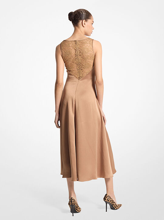 Lace Trim Satin Charmeuse Dress michael kors lace trim satin charmeuse dress