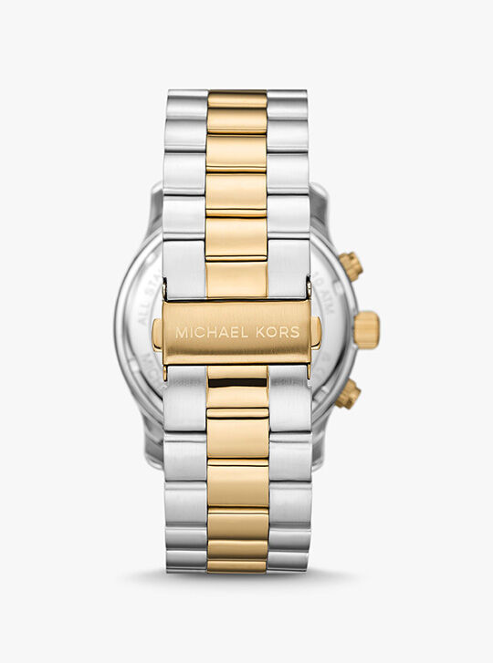 Oversized Runway Two-Tone Watch, GLD/SILVER | Michael Kors KWT