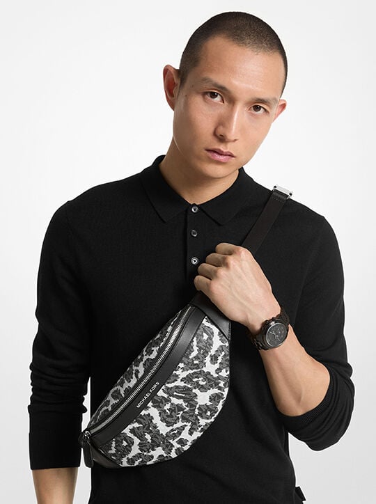 Hudson Leopard Logo Sling Pack michael kors hudson leopard logo sling pack