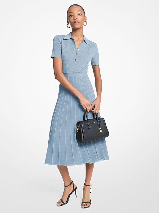 Ribbed Stretch Knit Polo Midi Dress michael kors ribbed stretch knit polo midi dress