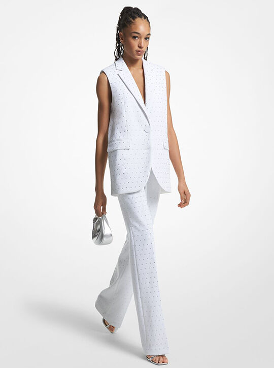 michael kors embellished crepe sleeveless blazer