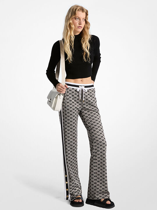 michael kors logo jacquard knit side snap track pants