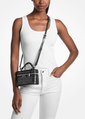 michael kors jana extra small crocodile embossed leather crossbody bag
