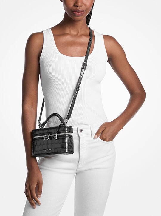 Jana Extra-Small Crocodile Embossed Leather Crossbody Bag michael kors jana extra small crocodile embossed leather crossbody bag