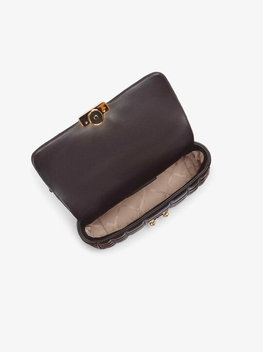 michael kors حقيبة كتف تريبيكا صغيرة مبطنة من الجلد