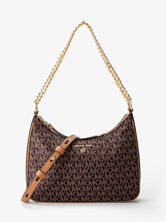 michael kors jet set charm medium logo jacquard convertible crossbody bag