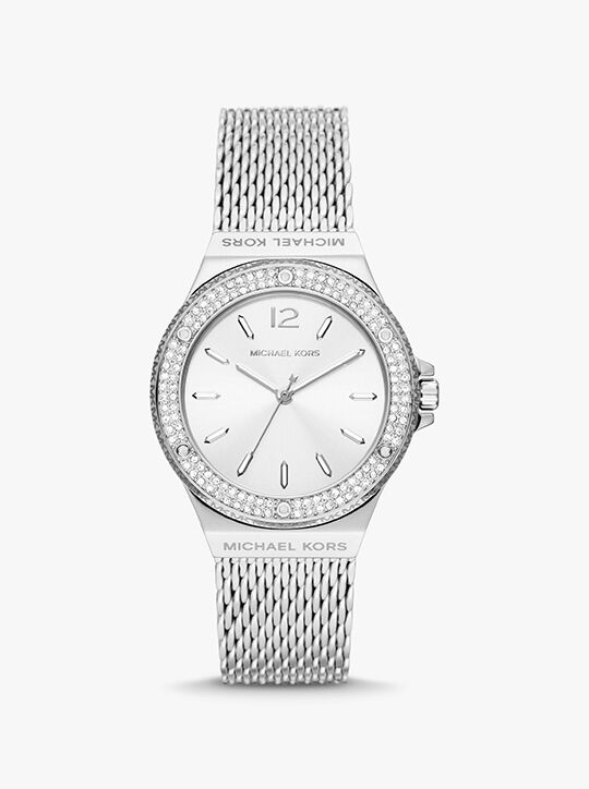 michael kors lennox pav  silver tone mesh watch