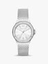 michael kors lennox pav  silver tone mesh watch