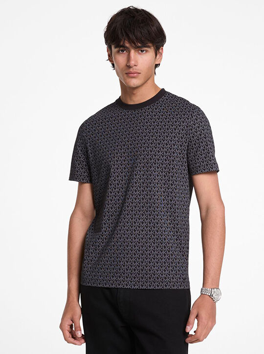 michael kors تي شيرت جيرسي قطني مطبوع عليه الشعار