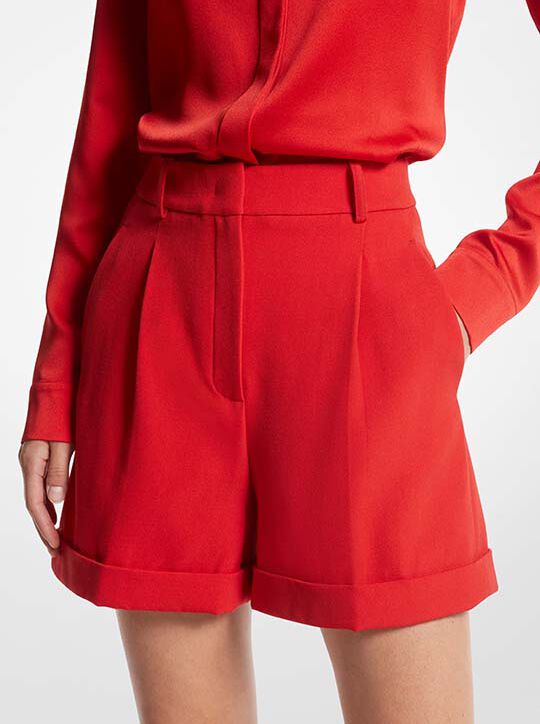 Wool Gabardine Pleated Cuff Shorts michael kors wool gabardine pleated cuff shorts