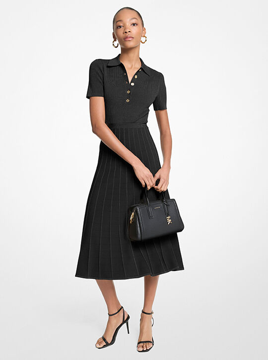 michael kors ribbed stretch knit polo midi dress