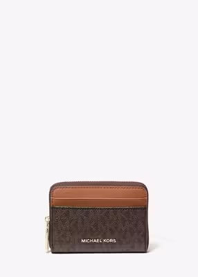 michael kors jet set small signature logo zip around card case