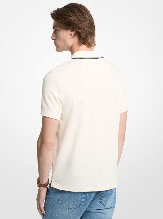 Textured Stretch Cotton Zip-Up Polo Shirt michael kors textured stretch cotton zip up polo shirt