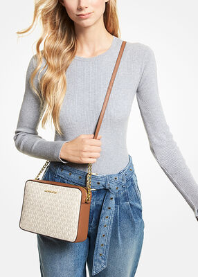 michael kors حقيبة كروسبودي جيت سيت كبيرة الحجم بشعار الماركة